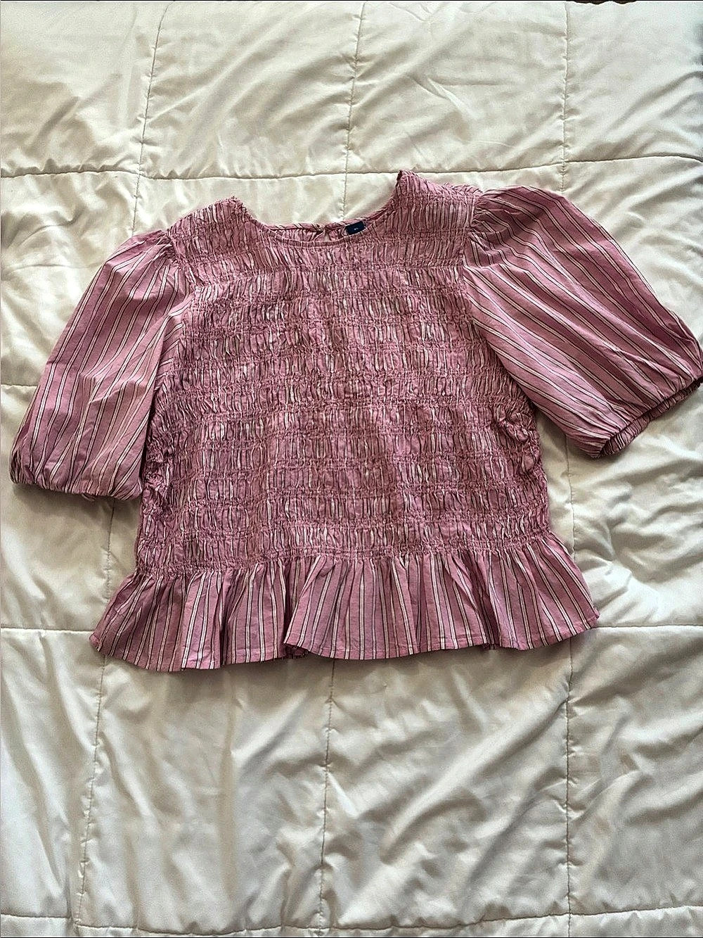 Old Navy Smocked Puff Sleeve Peplum Top Women’s Pink Size XL